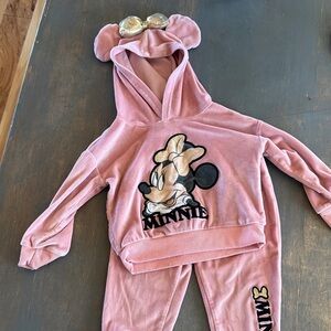 Toddler Disney Pink Minnie Mouse Velour Hoodie and Jogger Set